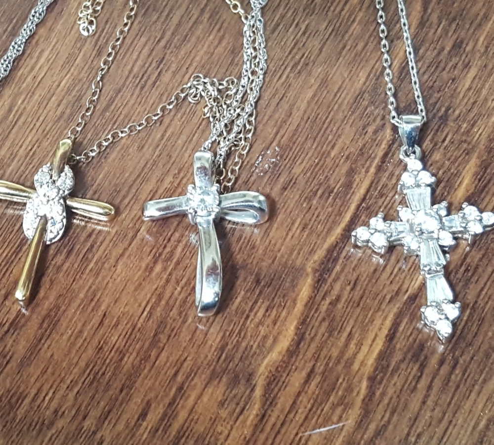 925 Sterling silver cross necklace bundle